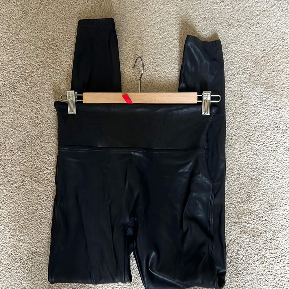 Spank Faux Leather Leggings Very Black size Large